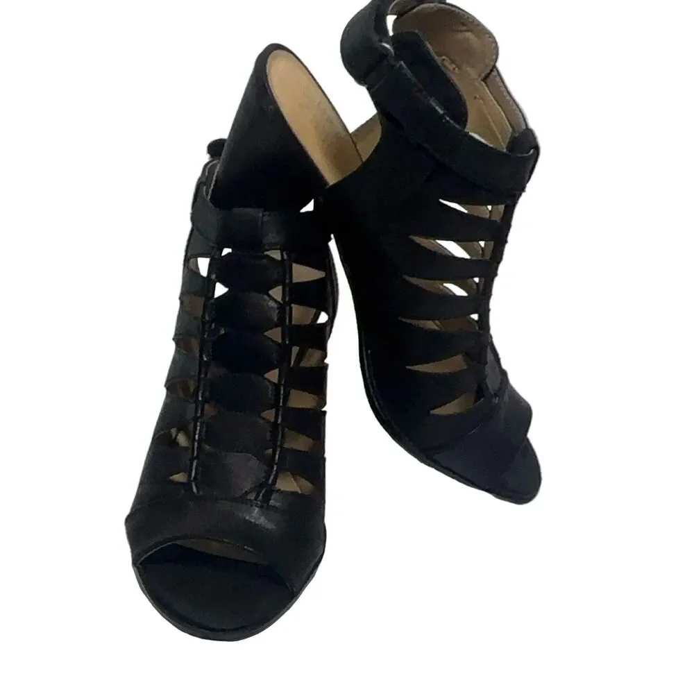 Naturalizer Talan Sandals Black Fabric Open Toe Caged Design 10M